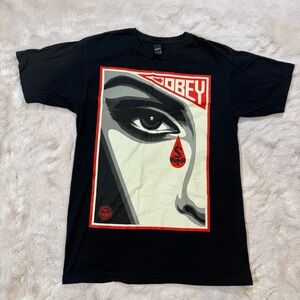 Obey T-Shirt Men's Large Face Eye Blood Money Tear Drop Graphic